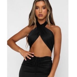 White Fox - Scarf Wrap Top Black